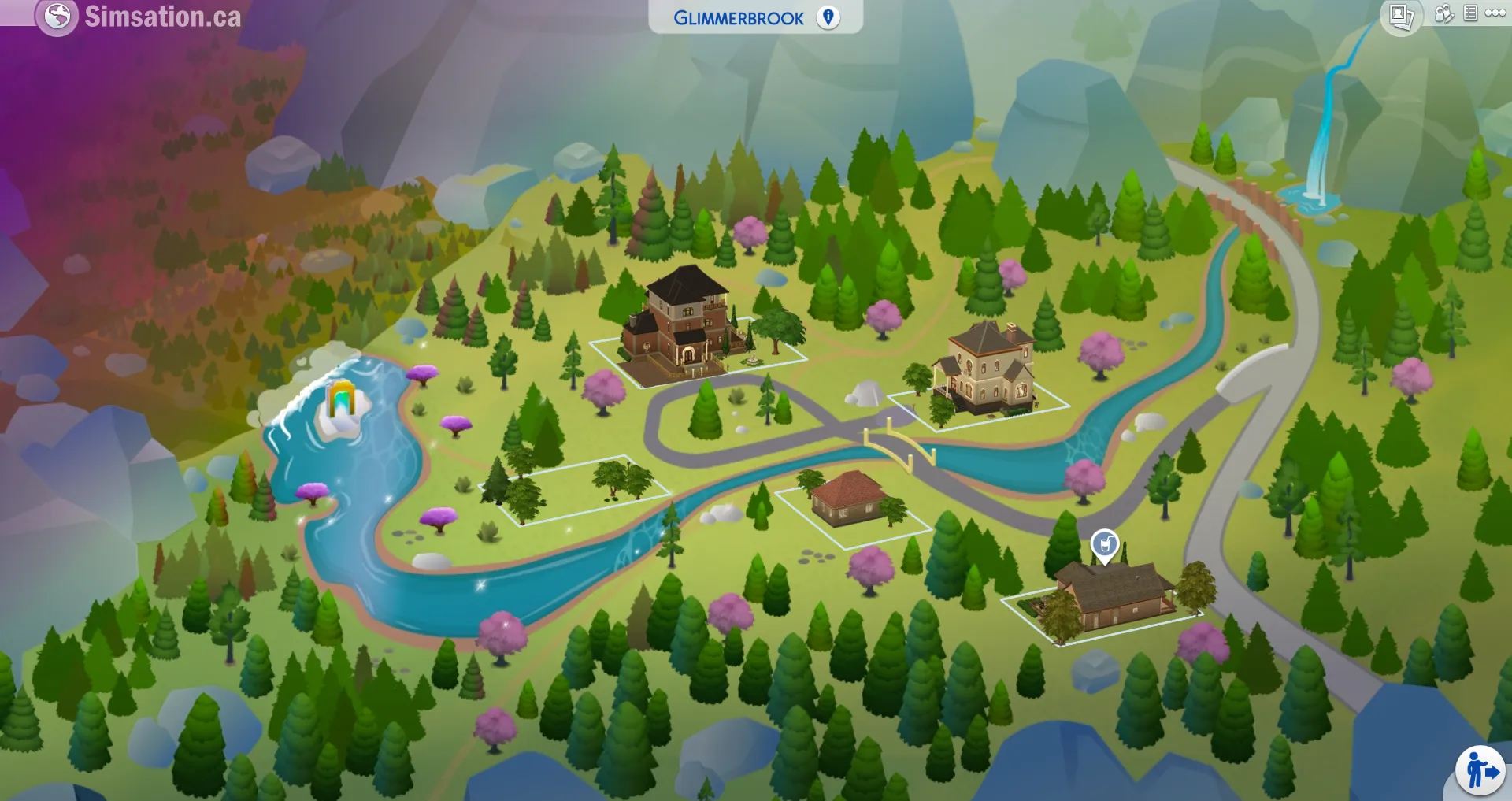 Unlabelled map of Glimmerbrook